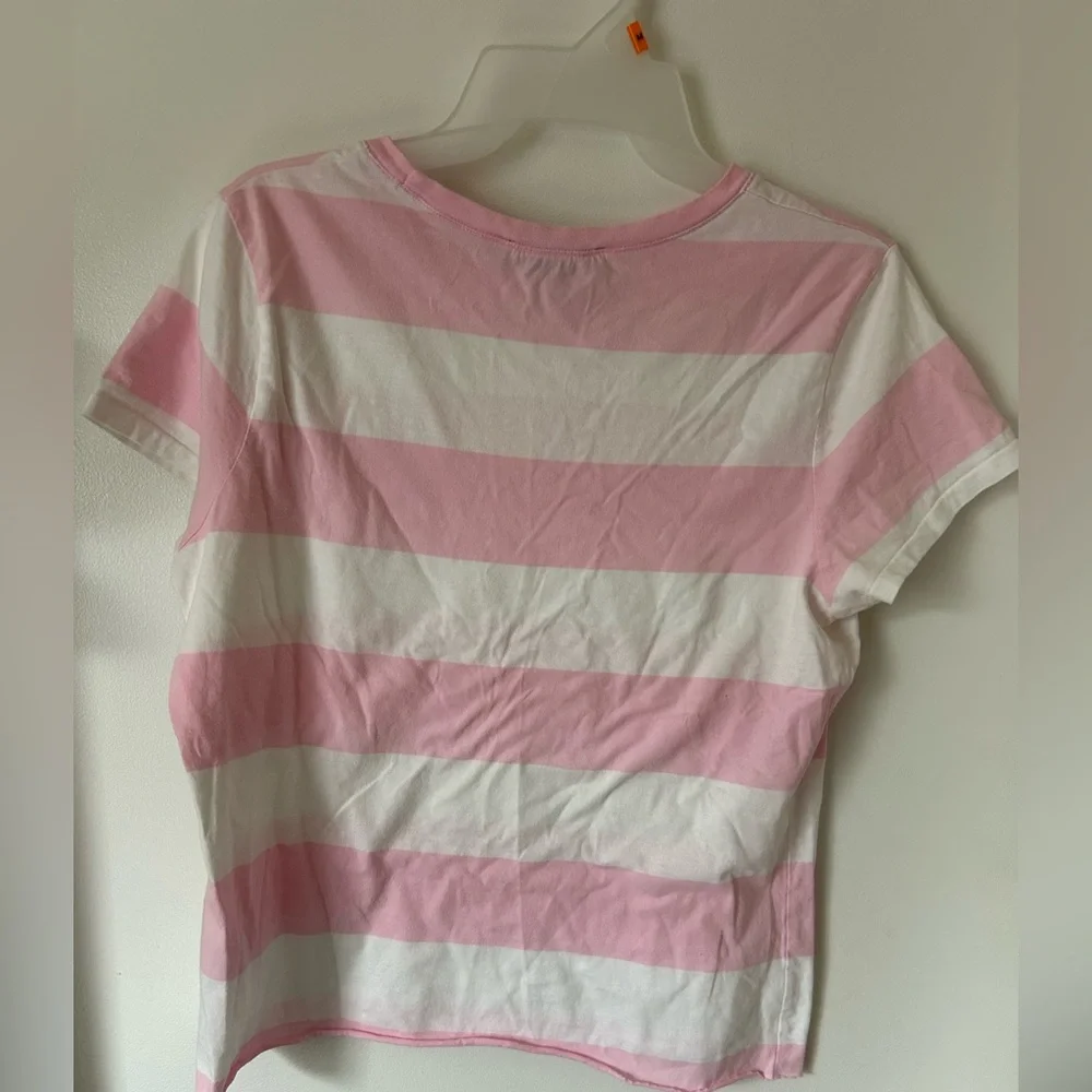 Ralph Lauren Pink and White Striped womens t shirt - Picture 4 of 5